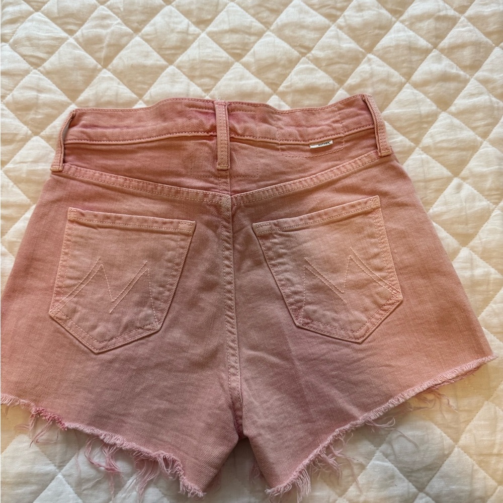 MOTHER High Waist Pink Denim Shorts